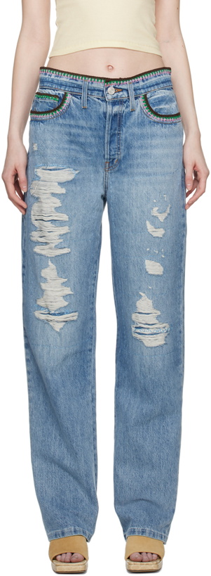 Photo: FRAME Blue Julia Sarr-Jamois Edition Baggy Low Rise Straight Jeans