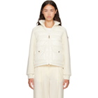 Moncler Off-White Zip Up Cotton Fleece Down Cardigan