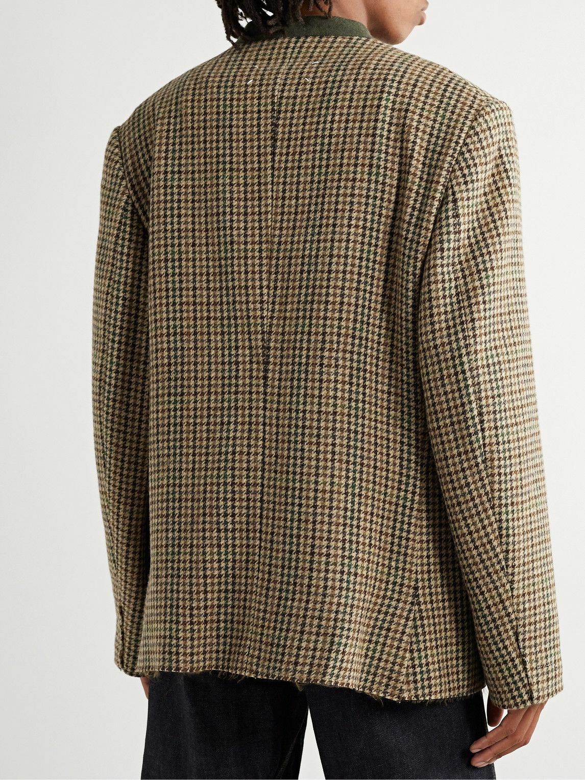 Maison Margiela - Collarless Houndstooth Wool Blazer - Brown