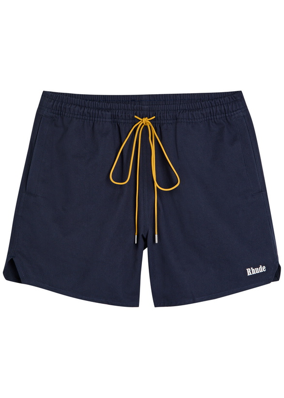 Photo: Rhude Classic Logo-embroidered Cotton Shorts Navy