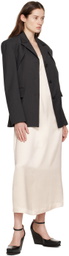 LVIR Beige V-Neck Midi Dress