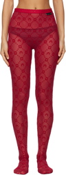 Marine Serre Red Moonogram Mesh Flock Tights