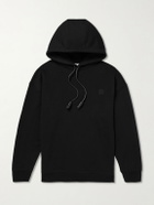 LOEWE - Logo-Embroidered Leather-Trimmed Cotton-Jersey Hoodie - Black