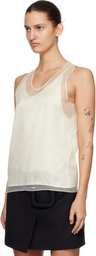 AMI Paris Off-White Sheer Silk Tank Top