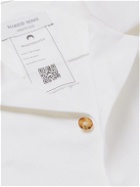 Marine Serre - Tea Towel Camp-Collar Logo-Embroidered Striped Cotton Shirt - Neutrals