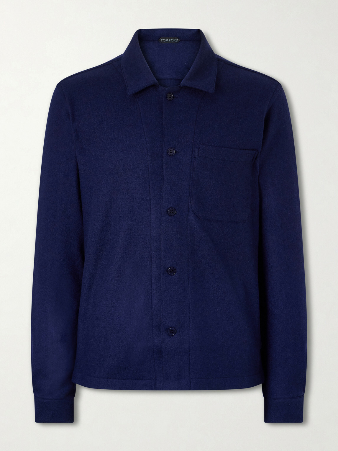 TOM FORD - Logo-Embroidered Cashmere Shirt - Blue