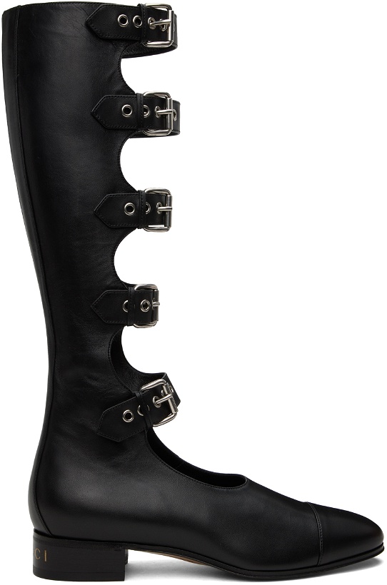 Photo: Gucci Black Pin-Buckle Boots