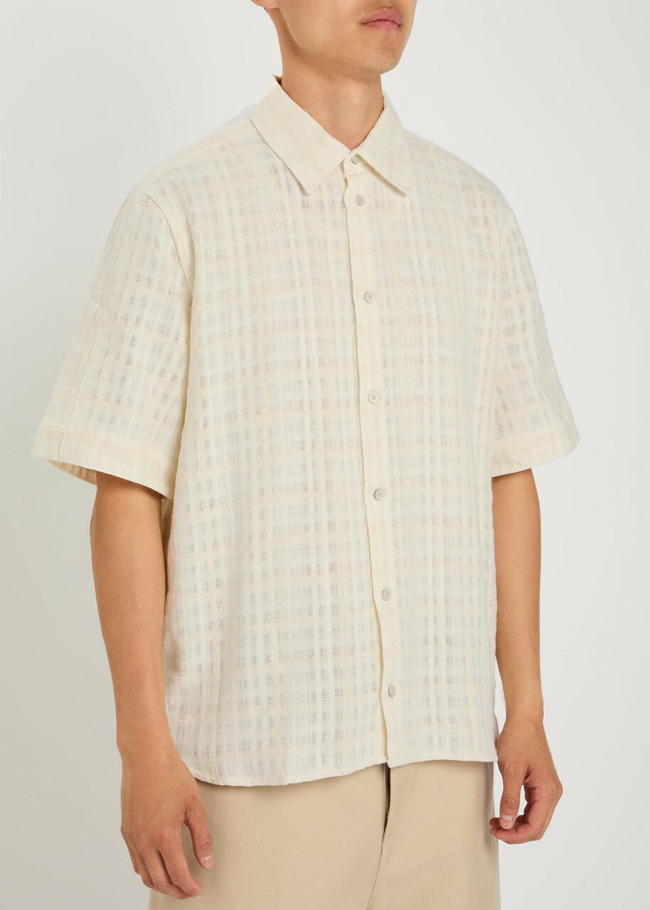 Won Hundred Daniel Checked Cotton-blend Shirt Cream