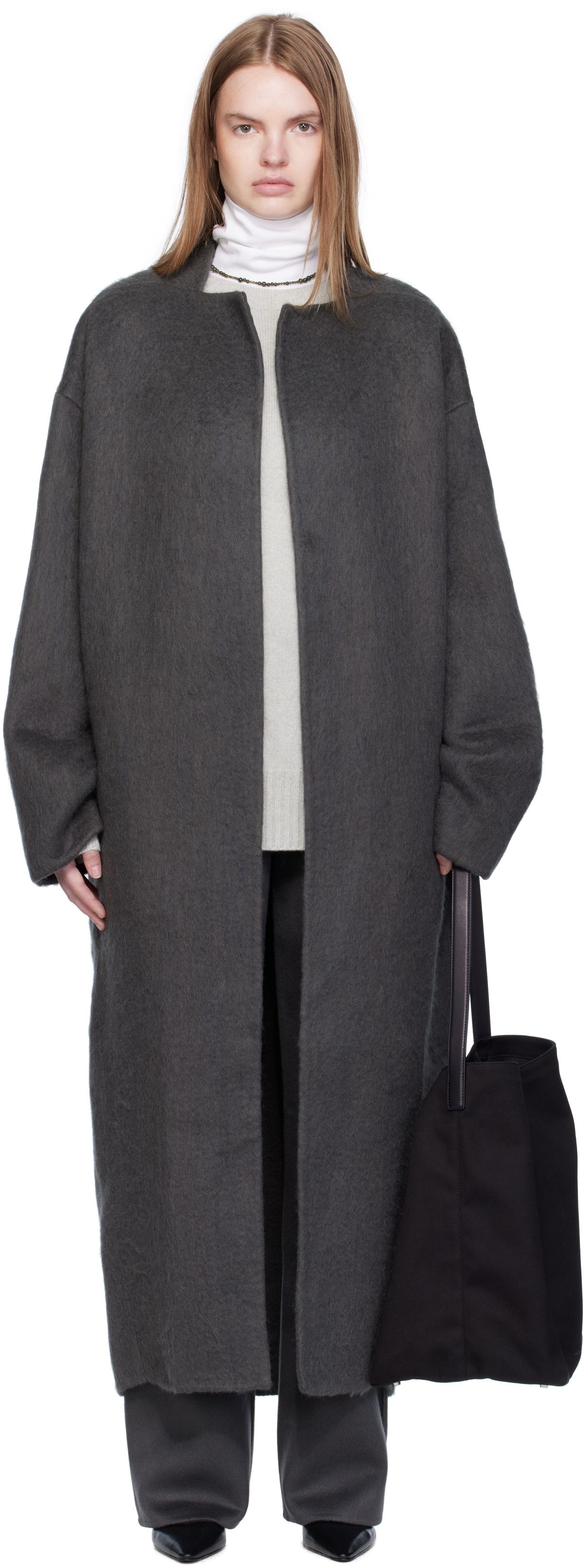Arch The Gray Wool High-Neck Slim Coat
