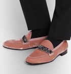 AMIRI - Embellished Leather-Trimmed Cotton-Velvet Loafers - Pink
