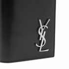 Saint Laurent Men's YSL Metal Logo Continental Wallet in Black/Silver