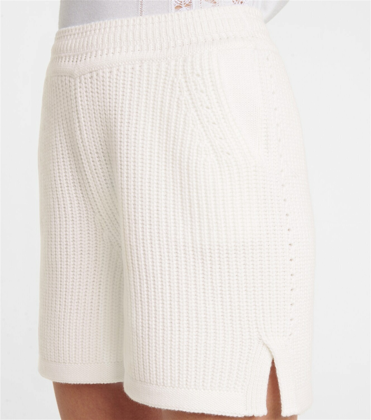 Barrie Ribbed-knit cashmere and cotton shorts