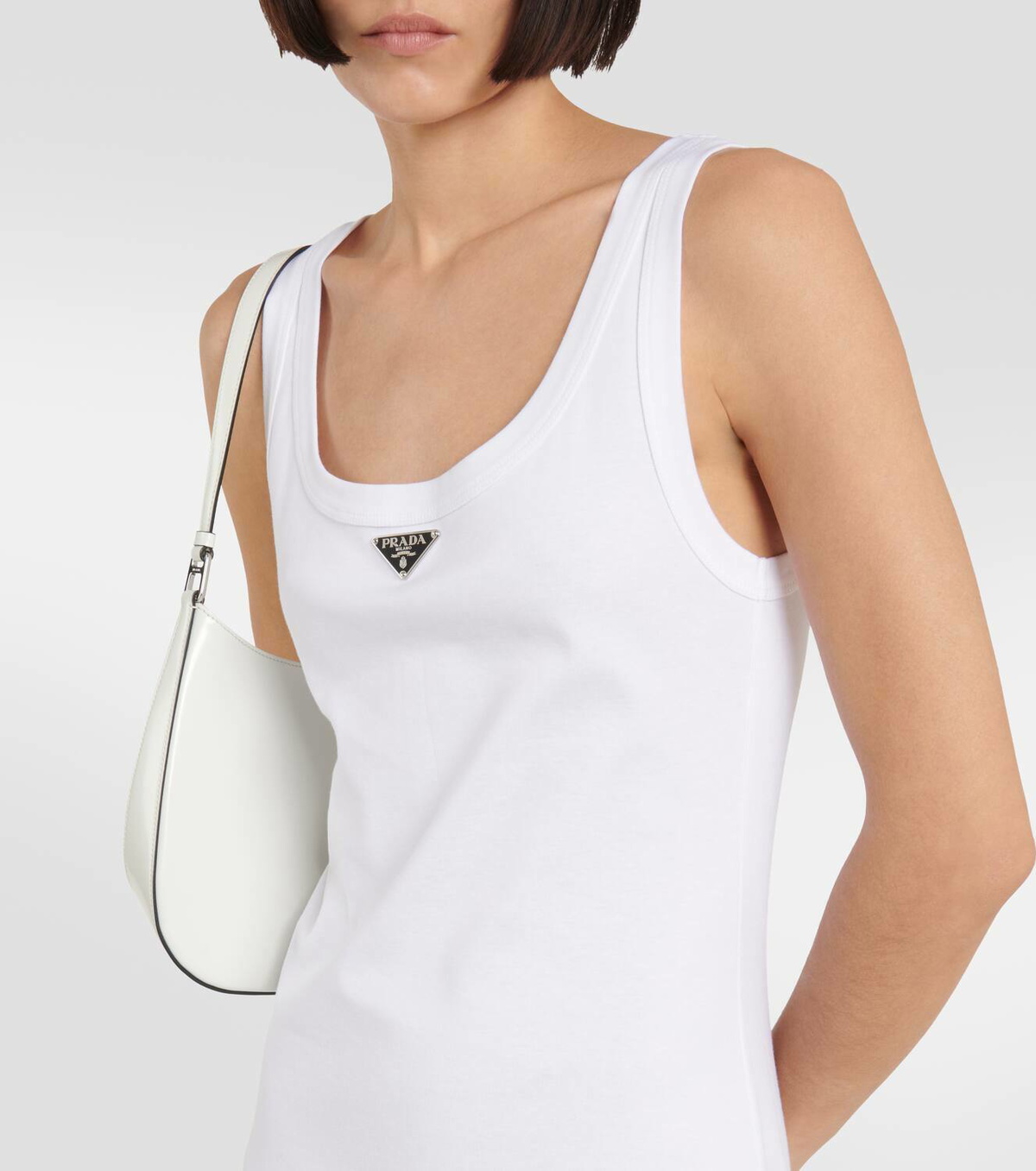 prada cotton jersey dress Prada Cutout-Back Cotton Jersey A-Line Dress