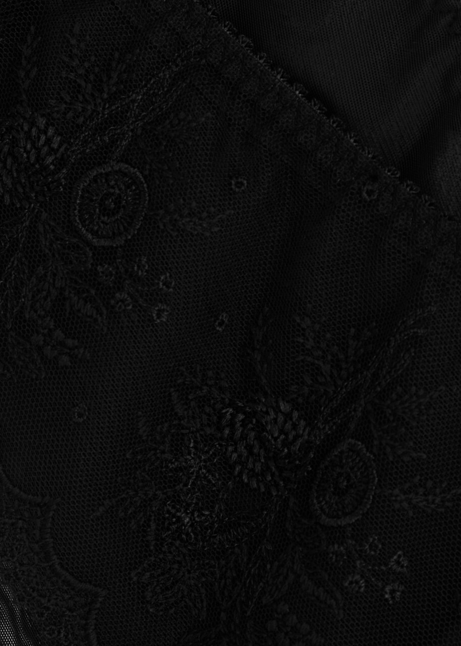 Simone PÉRÈLE Intrigue Embroidered Tulle Briefs Black