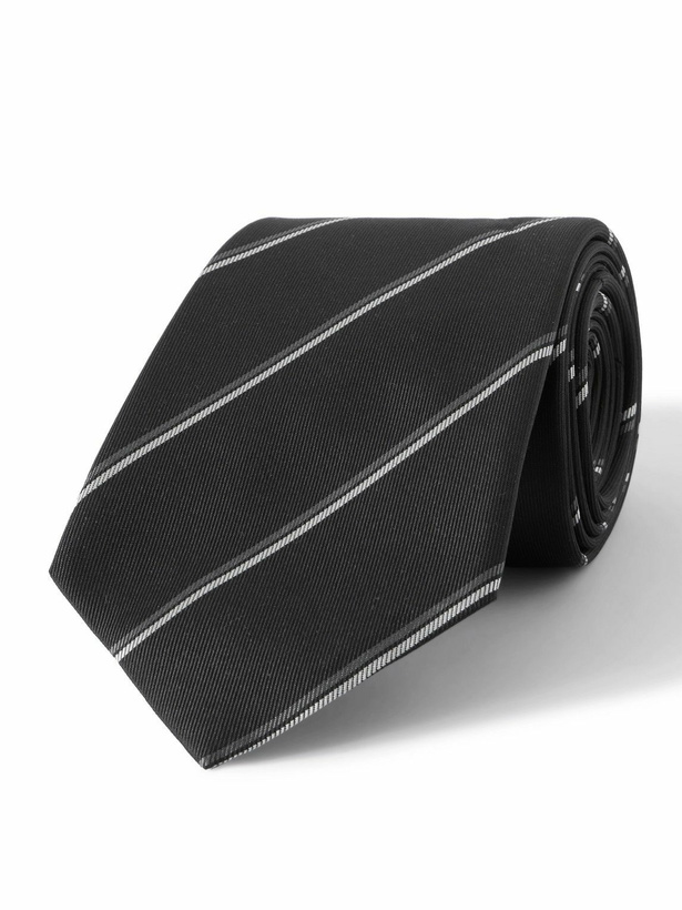 Photo: SAINT LAURENT - 8cm Striped Silk-Twill Tie - Black