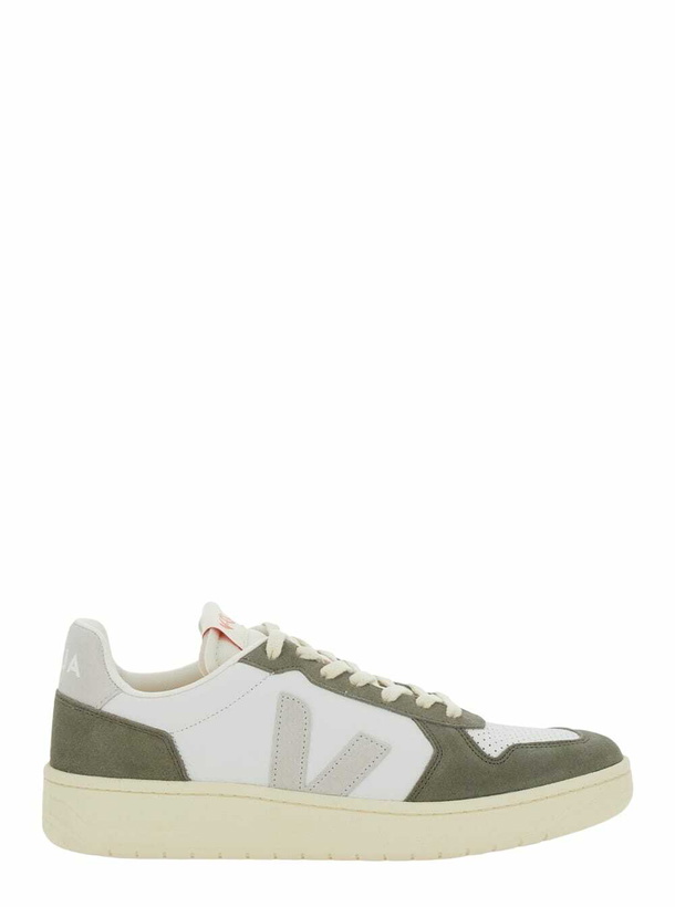 Photo: Veja v-82 Green Low Top Sneakers With Logo Patch On Tongue And Side And Logo Lettering On The Heel In Leather Unisex