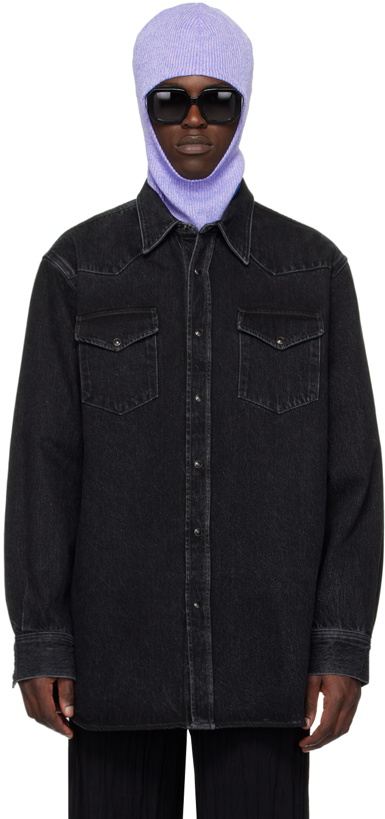 Photo: Acne Studios Black Press-Stud Denim Shirt