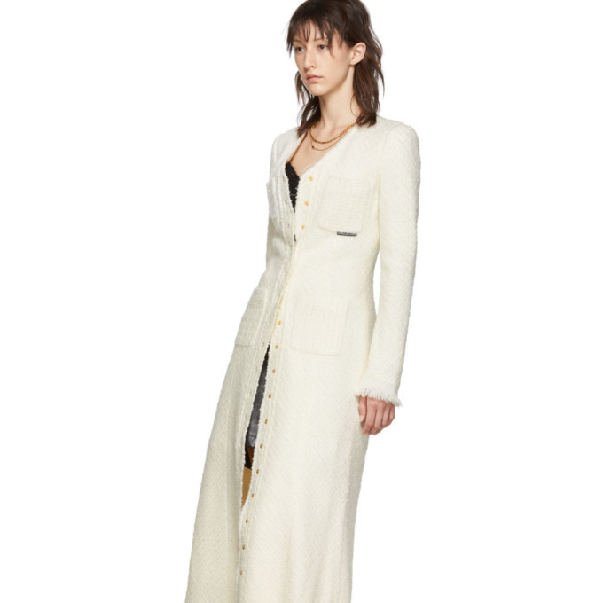 White tweed outlet coat