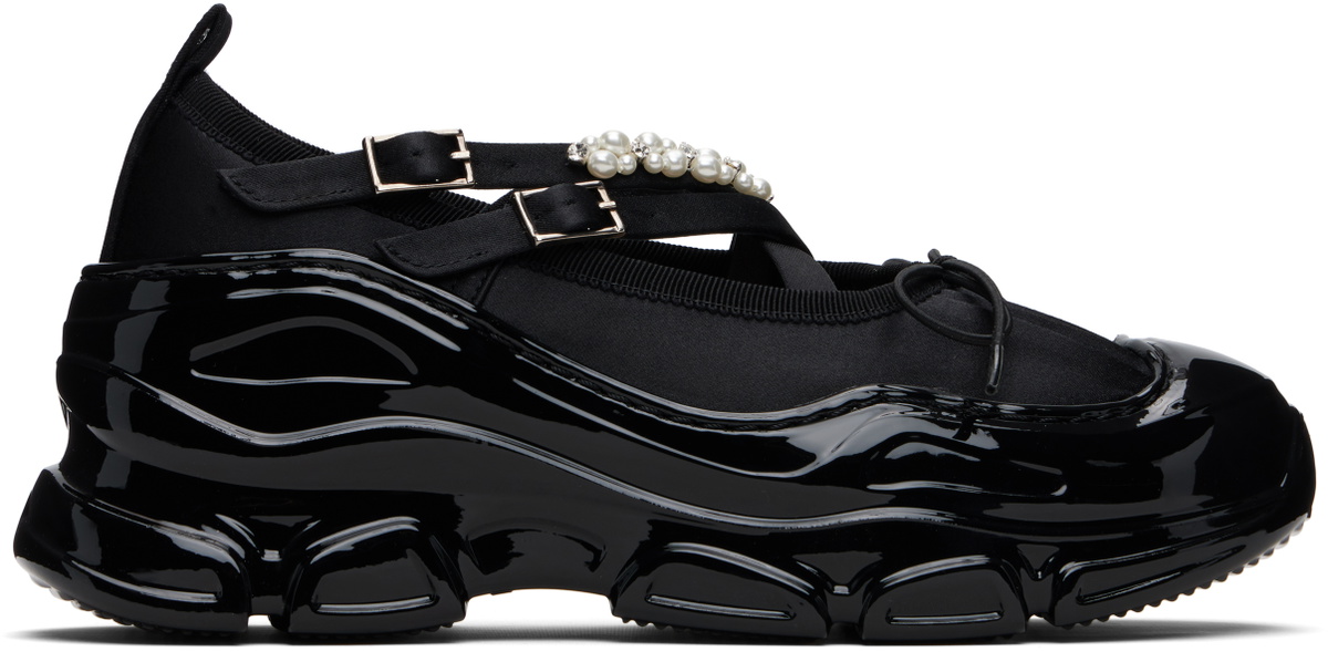 Simone Rocha Black Beaded Tracker Ballerina Flats