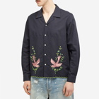 BODE Men's Embroidered Rosefinch Shirt in Black