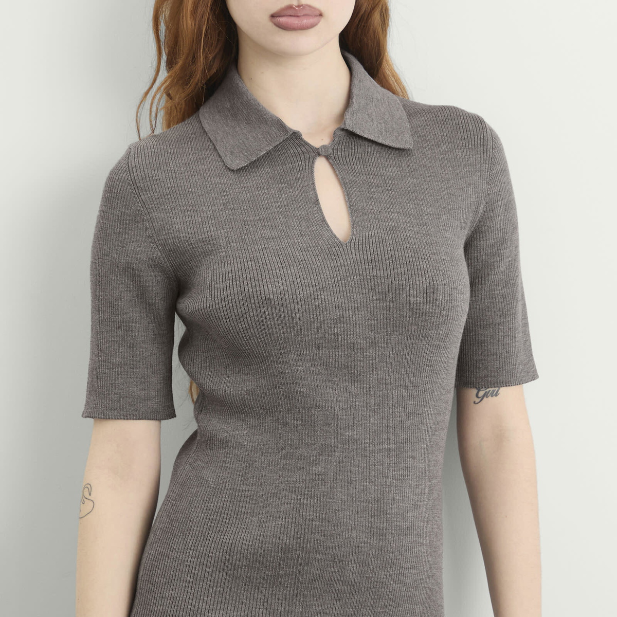 Jil Sander Women's Knitted Polo Midi Dress in London Fog