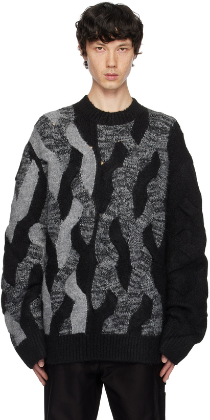 Photo: Feng Chen Wang Black & Gray Cable Knit Sweater
