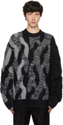 Feng Chen Wang Black & Gray Cable Knit Sweater