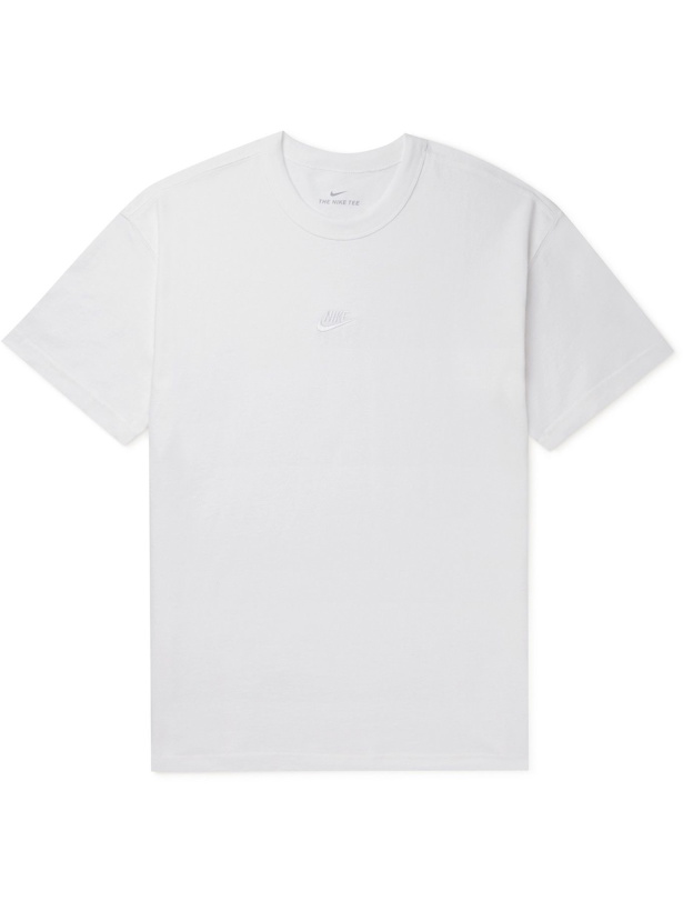 Photo: NIKE - Logo-Embroidered Cotton-Jersey T-Shirt - White