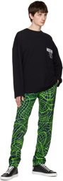 Moschino Navy & Green Wave Line Trousers