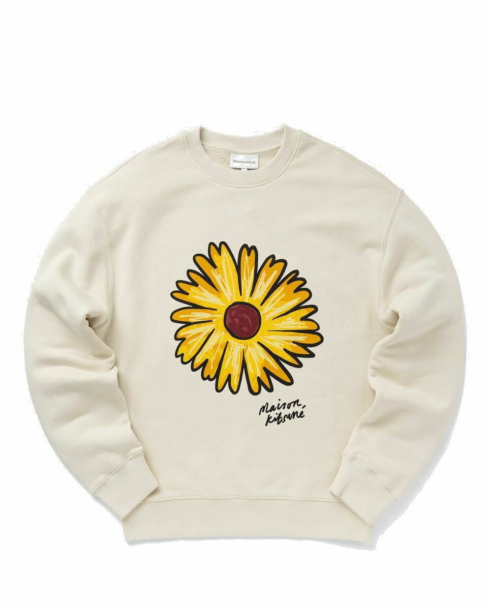Photo: Maison Kitsune Floating Flower Comfort Sweatshirt Beige - Mens - Sweatshirts