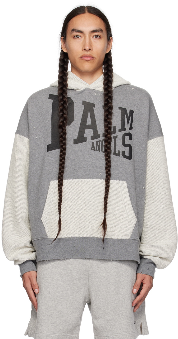 Palm Angels Gray College Hoodie Palm Angels