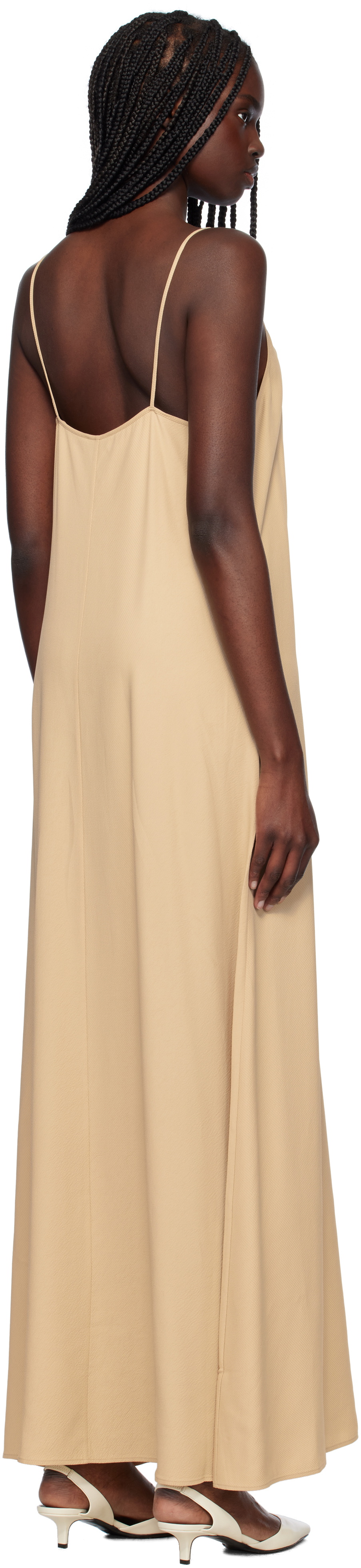 Filippa K Beige Draped Twill Strap Maxi Dress