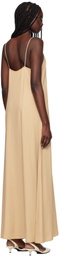 Filippa K Beige Draped Twill Strap Maxi Dress