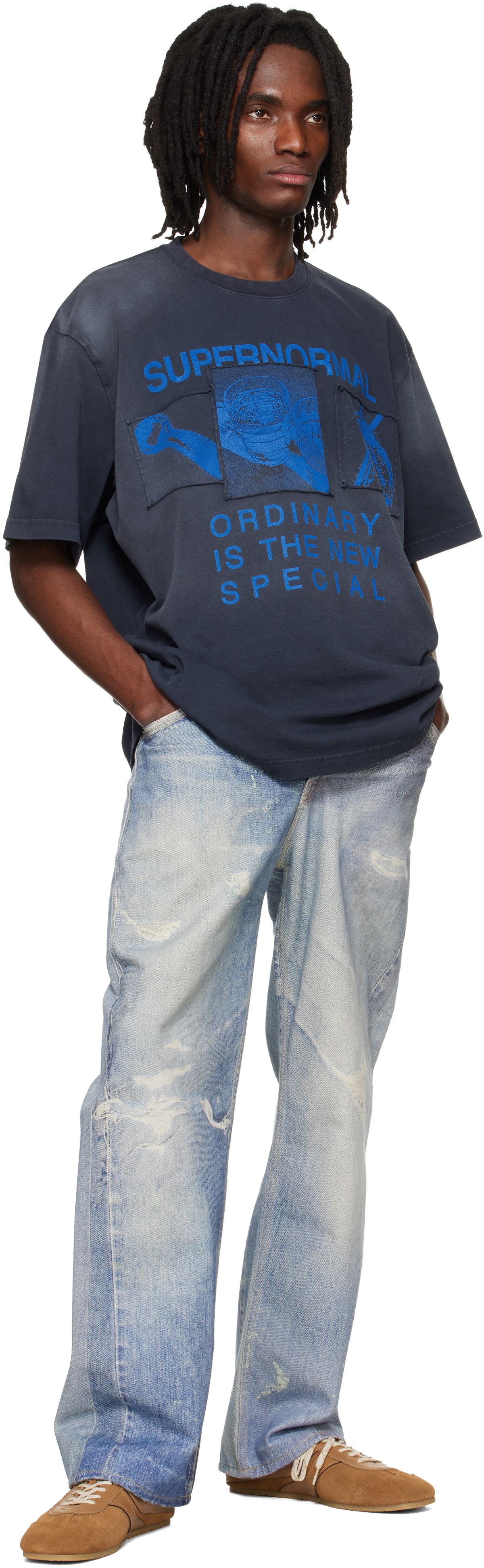 Solid Homme Navy Dropped Shoulder T-shirt