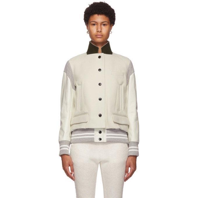 Sacai Off-White Wool Varsity Jacket Sacai