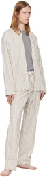 Tekla Brown & Off-White Poplin Pyjama Pants