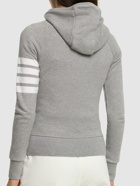 THOM BROWNE Intarsia Cotton Jersey Zip-up Sweatshirt