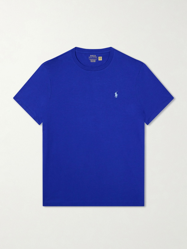 Photo: Polo Ralph Lauren - Logo-Embroidered Cotton-Jersey T-Shirt - Blue