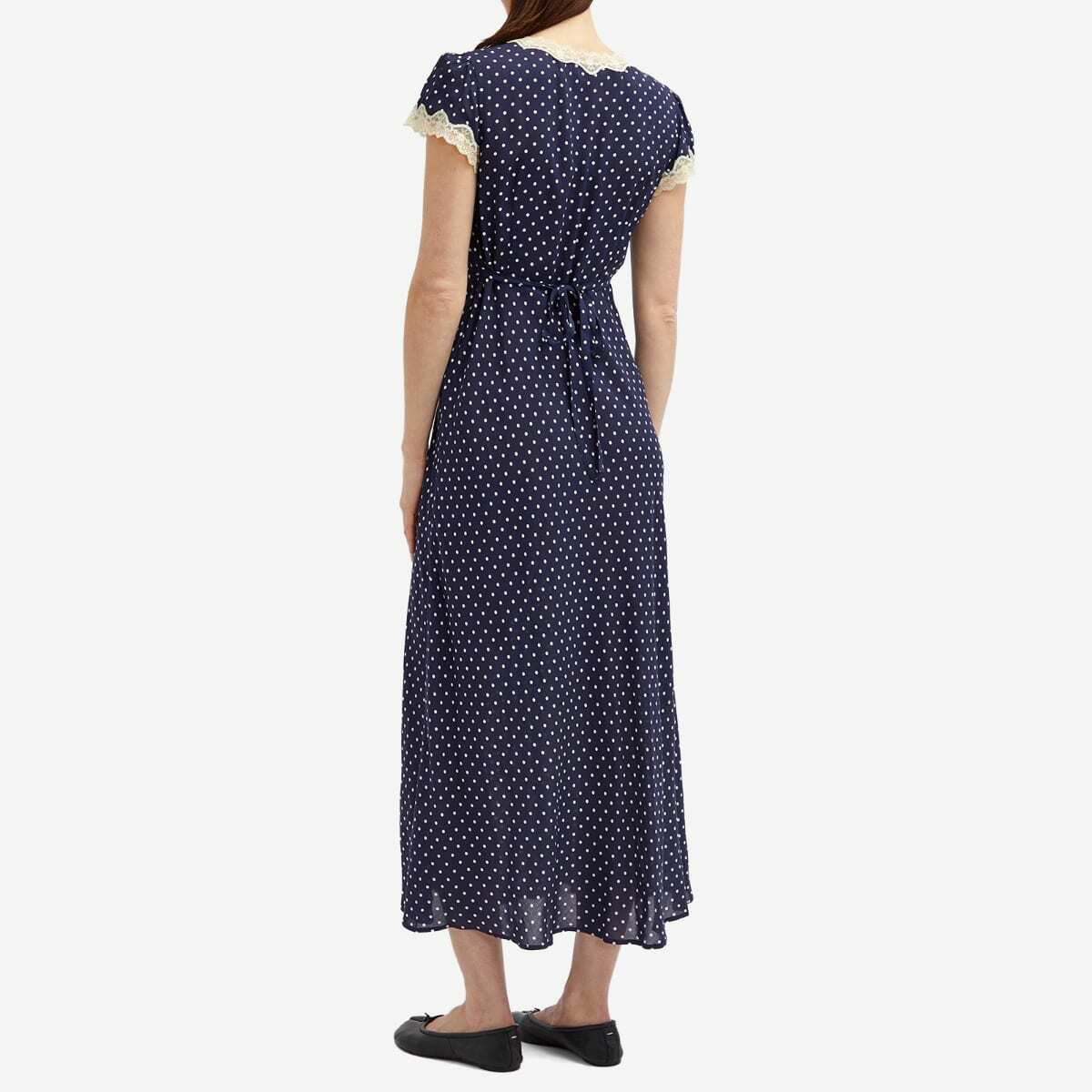 RIXO リキソー ブランド ワンピース Clarice polka-dot 1024715 Clarice Midi Dress in Polka Dot Navy