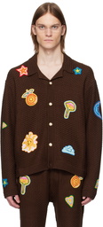 Casablanca Brown Motif Crochet Shirt