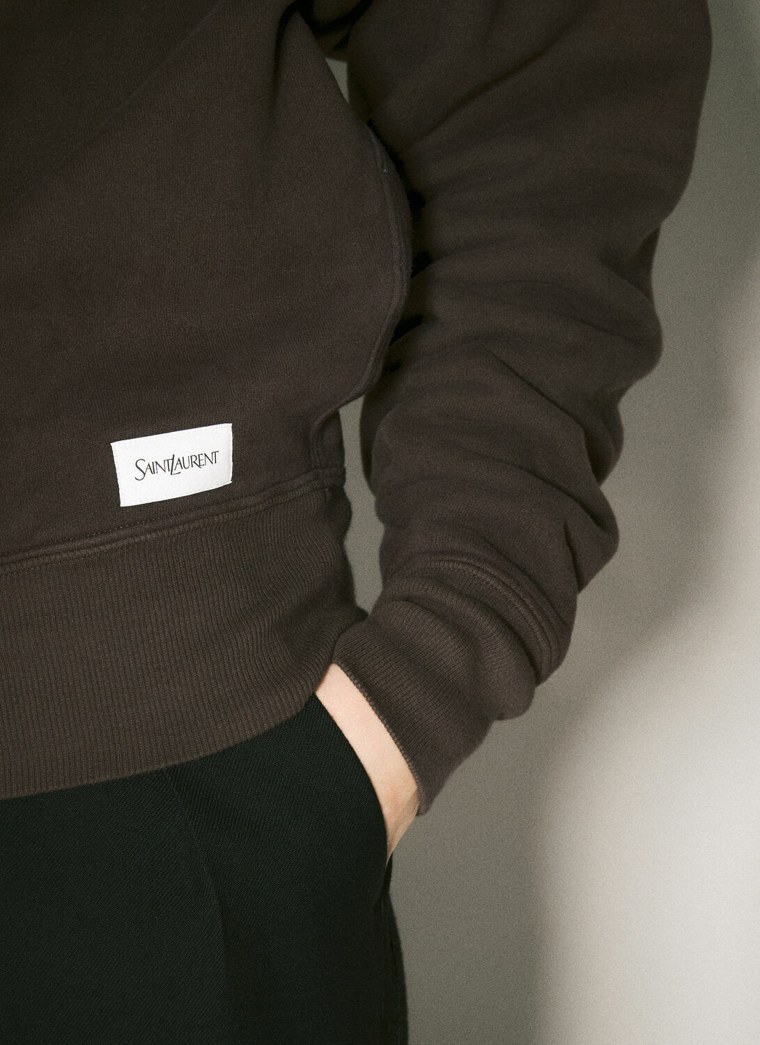 Saint Laurent Logo Patch Fleece Sweatshirt