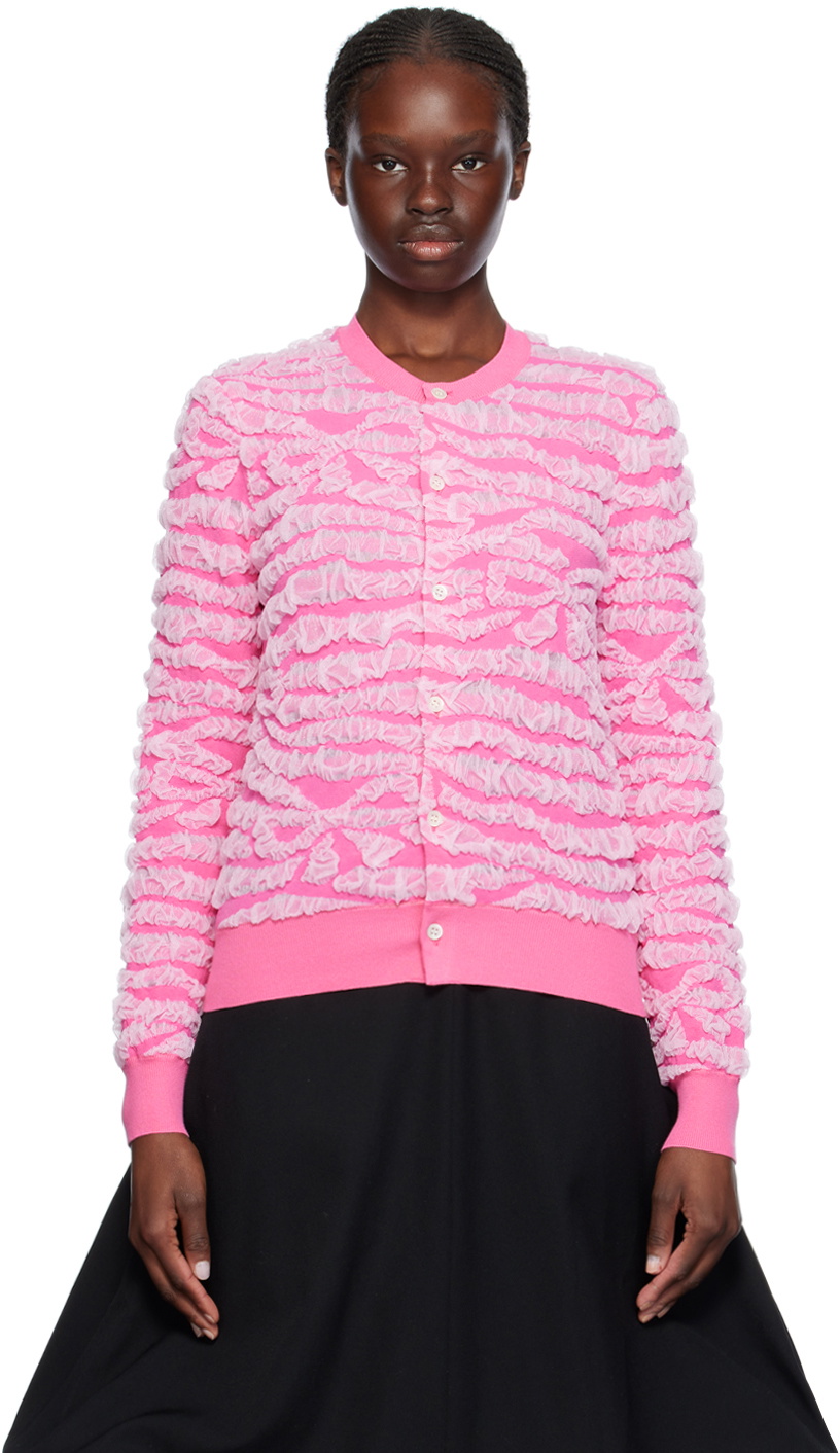 Comme des Garçons Girl Pink Ruched Cardigan Comme des Garcons Girl Comme des Garçons Girl Pink Ruched Cardigan Comme des Garcons Girl
