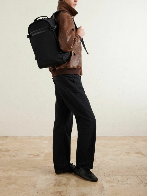 Photo: SAINT LAURENT - Leather-Trimmed Shell Backpack