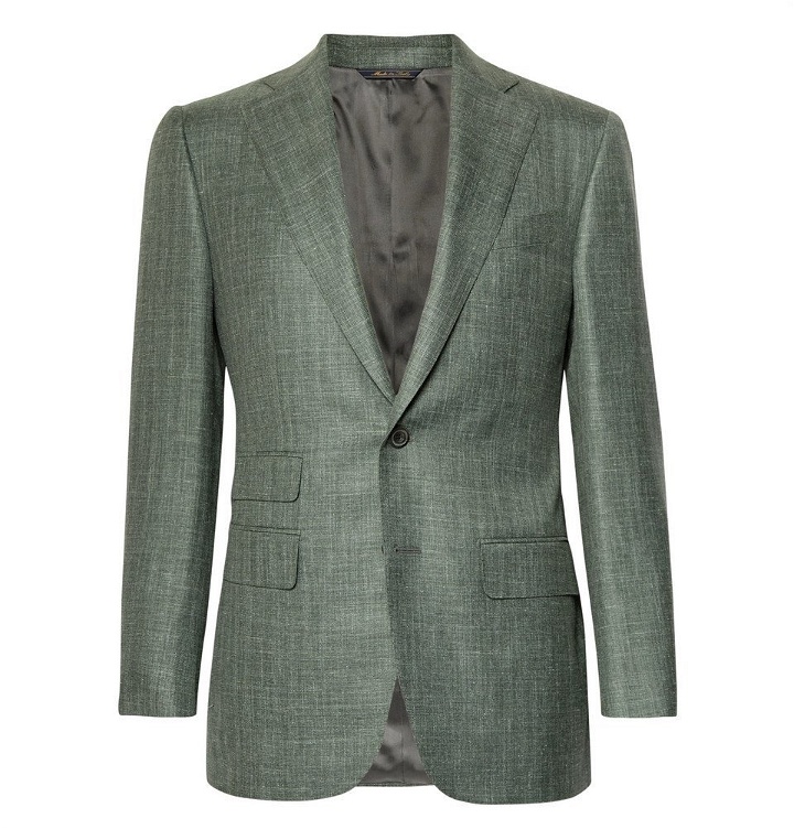 Photo: Thom Sweeney - Grey-Green Wool, Silk and Linen-Blend Blazer - Men - Gray green