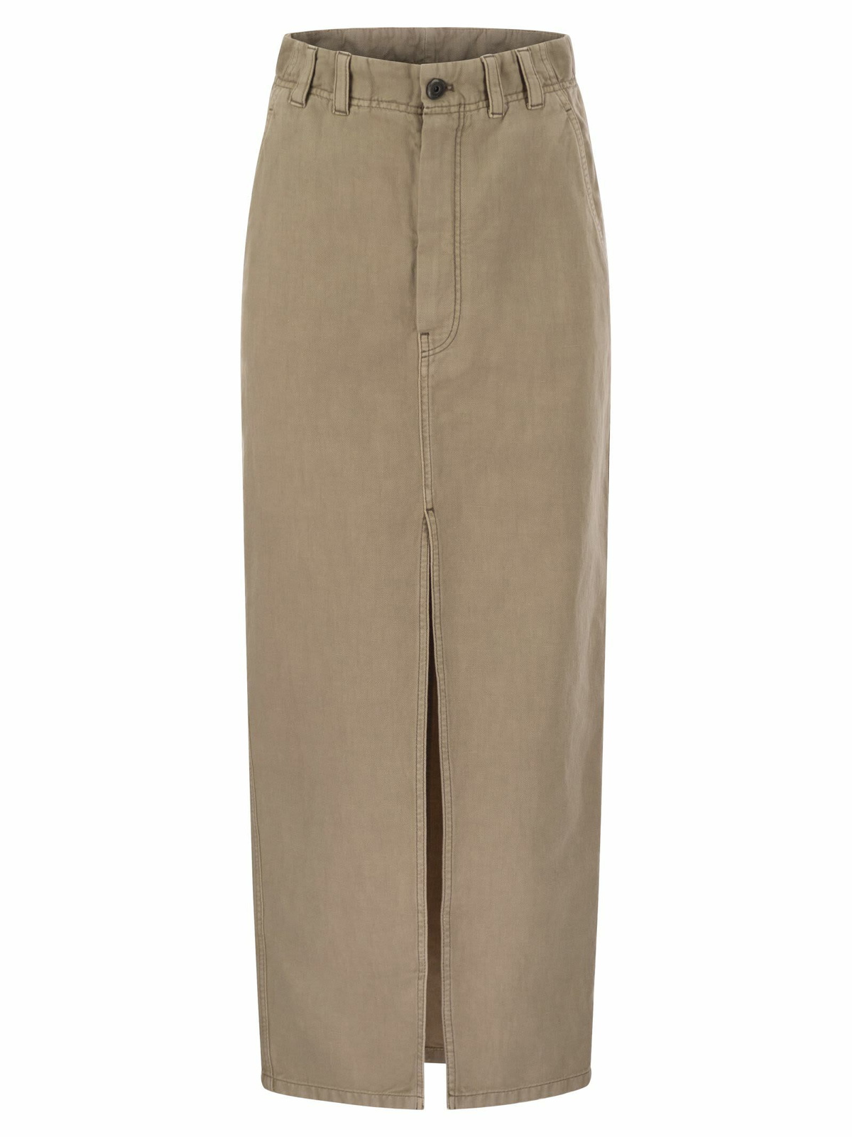 スカート BRUNELLO CUCINELLI Chino skirt in garment-dyed cotton and li Brunello Cucinelli Chino Skirt In Garment-dyed Cotton And