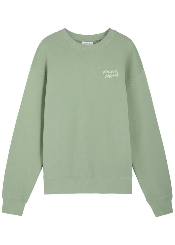 Photo: Maison Kitsuné Logo-embroidered Cotton Sweatshirt Khaki