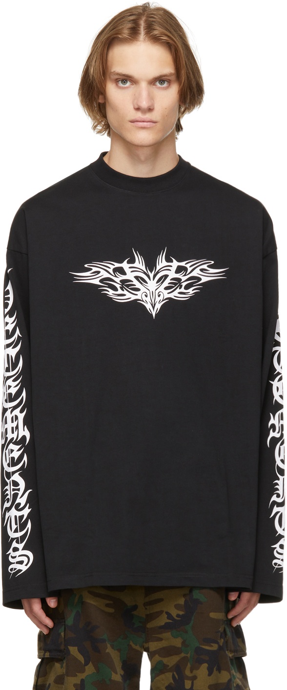 VETEMENTS Black Gothic Logo Long Sleeve T-Shirt