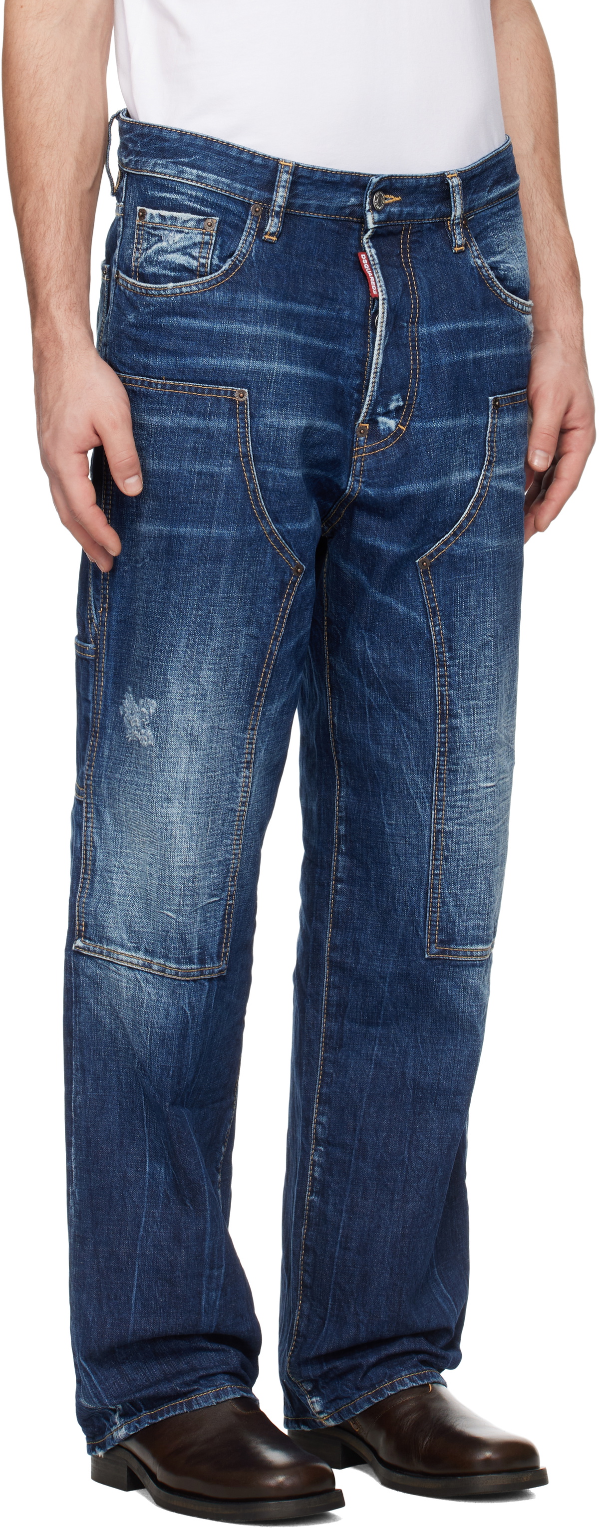 Dsquared2 Blue Dark Semplice Loose Carpenter Jeans Dsquared2
