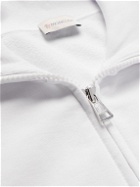 Moncler - Logo-Flocked Cotton-Jersey Zip-Up Sweatshirt - White