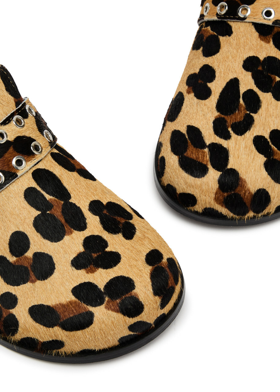 Alohas Halia Leopard-print Calf-hair Clogs
